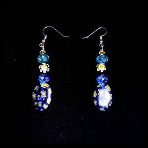 Millifiori Blue And Yellow Earrings💙